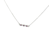 14K WHITE GOLD .15CT RUBY AND .05CT DIAMOND BAR NECKLACE
